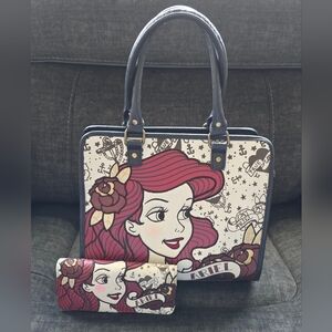 Disney Loungefly Ariel Tattoo Tote/Wallet Bundle